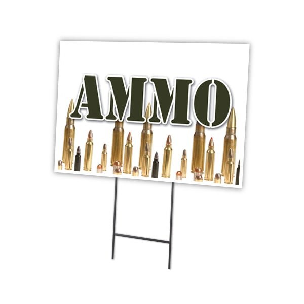 Signmission Ammo Yard Sign & Stake outdoor plastic coroplast window, C-1216-DS-Ammo C-1216-DS-Ammo - main